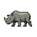 Pixel-art rhino walking