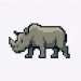 Pixel‑art rhino walking